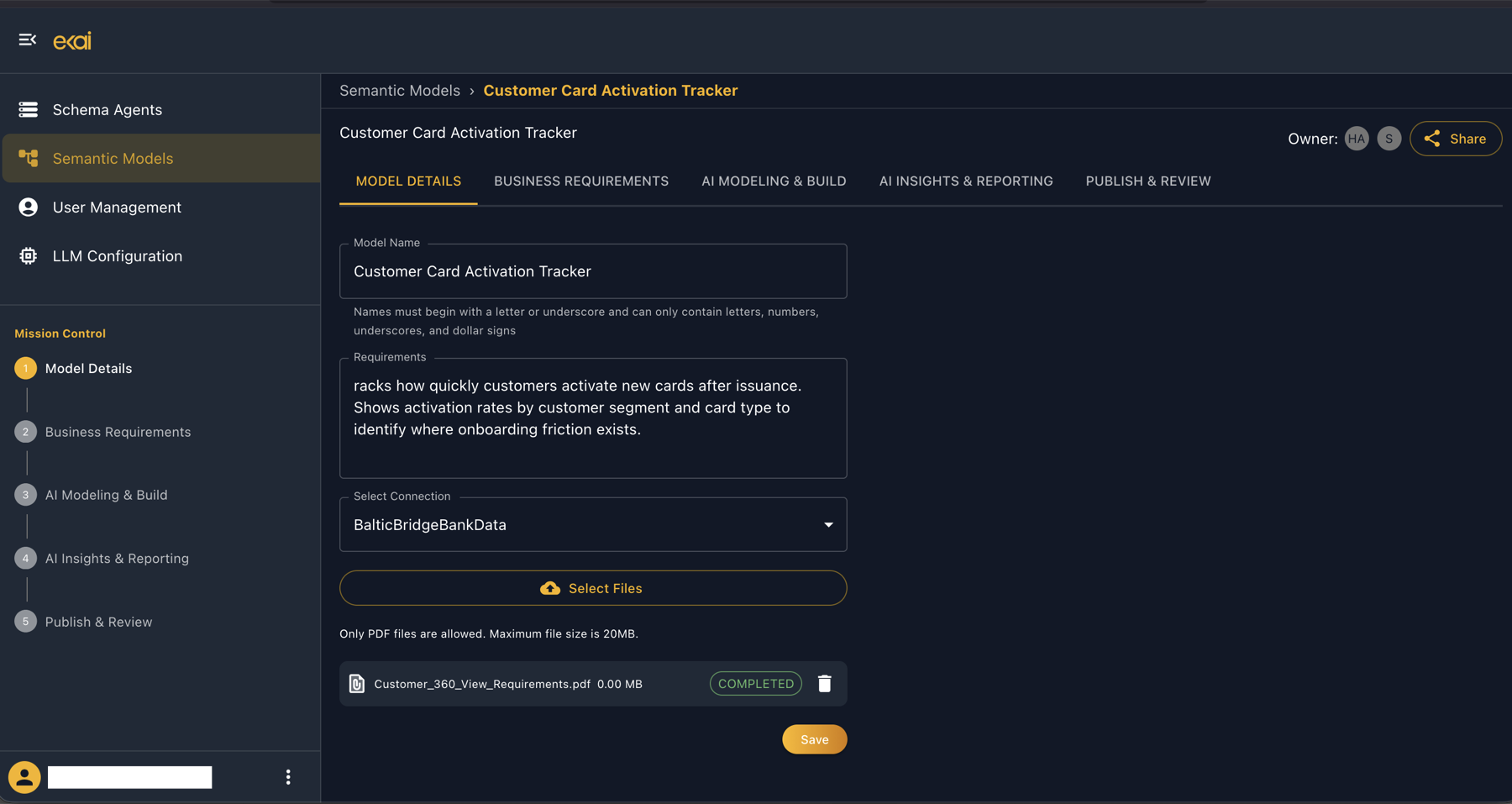 Model Details tab