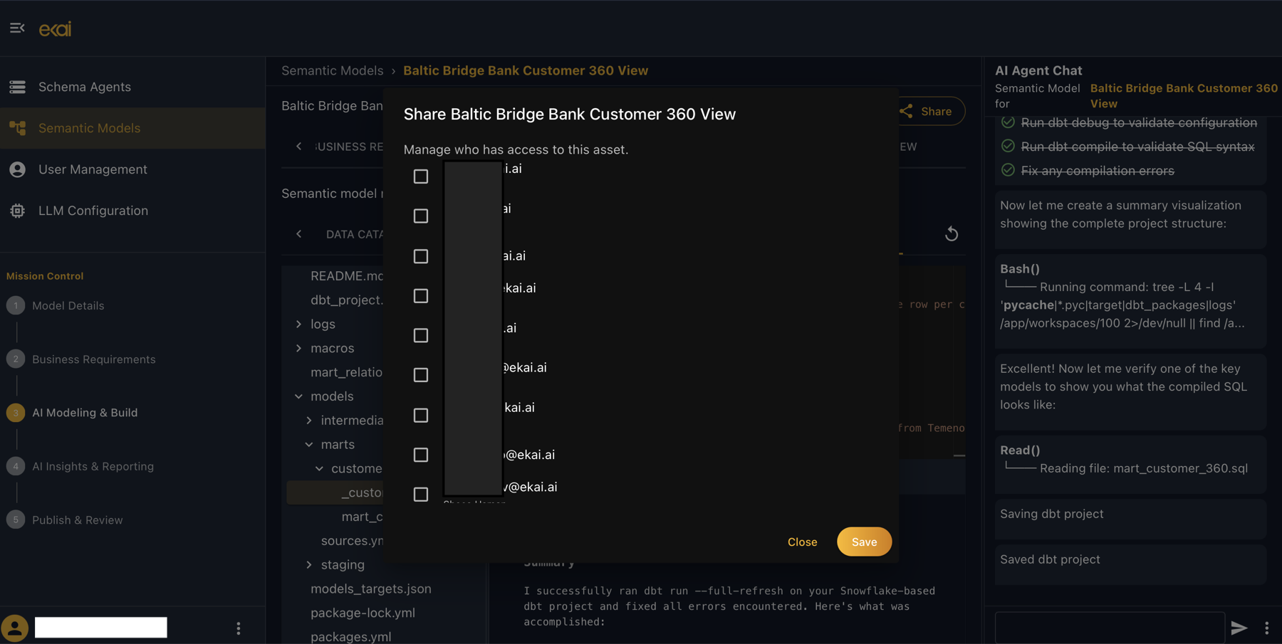 Share dialog for Semantic Models